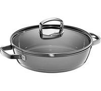 WMF Fusiontec Mineral - Padella per cottura a induzione, 28 cm, con coperchio in vetro, 4,1 l, bordo alto, in ceramica high-tech, antigraffio, grigio