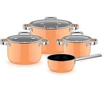 WMF Fusiontec Mineral Pro 0519405290 - Set di pentole a induzione, 4 pezzi, in materiale resistente ai graffi, per tutti i piani cottura, made in Germany, colore: arancione papaya