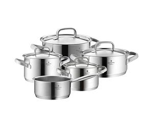 WMF Gourmet Plus 720056030 Set da 5 Pentole e 4 Coperchi, Acciaio Satinato