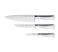WMF Grand Gourmet, Set Coltelli 3 pezzi, Coltello chef 20 cm, Coltello utility 14 cm, Coltello spelucchino 9 cm, Lama speciale forgiata a mano a lunga durata, acciaio inossidabile Cromargan® 18/10