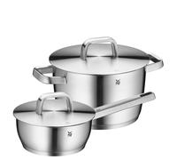 WMF Iconic - Set di pentole a induzione, 2 pezzi, con coperchio in metallo, in acciaio inox Cromargan lucidato, set di pentole a induzione non rivestite