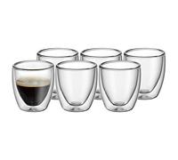 WMF Kult - Set di tazze da caffè a doppia parete, 6 pezzi, bicchieri, 80 ml, effetto fluttuante, calici termici, in vetro per espresso resistente al calore