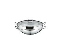 WMF Macao Wok Induzione 4 pezzi, Padella Wok 36 cm argento