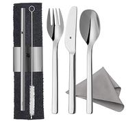 WMF My2Go Posate portatili da viaggio per 1 persona, 8 pezzi con custodia portaposate, cannuccia e spazzola per pulizia, acciaio inox, idea regalo, riutilizzabili