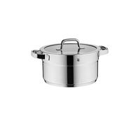 WMF Compact Cuisine - Pentola grande 24 cm, coperchio in vetro, pentola per carne a induzione 5,6 l, acciaio inox Cromargan lucido, scala interna, impilabile, non rivestita