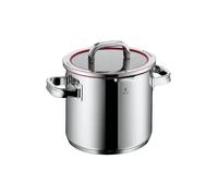 WMF Function 4 Pentola per zuppa di verdure a induzione, 20 cm, coperchio in vetro, pentola grande 5,3 l, acciaio inox Cromargan lucido, 4 funzioni di versamento, scala interna, rosso