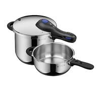WMF Perfect Plus One Pot - Set di 2 pentole a pressione a induzione, pentola a pressione da 6,5 l + segnale di cottura da 3 l, 2 livelli di cottura, manico rimovibile, regolatore di livello di cottura