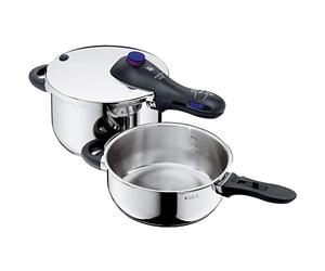 WMF Perfect Plus Set Pentole a Pressione 3 L e 4,5 L in Acciaio Inox 18/10 Cromargan ø 22 cm, 2 pezzi, Pentola Induzione e Gas, Fondo Transtherm Triplo Strato