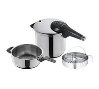 WMF Perfect Premium Set Pentola a Pressione 3 L e 6,5 L in Acciaio Inox 18/10 Cromargan ø 22 cm, 3 pezzi, Pentola Induzione e Gas, Fondo Transtherm Triplo Strato, Incluso Cestello
