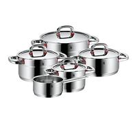 WMF Premium One - Set di pentole a induzione, 5 pezzi, con coperchio in metallo, acciaio inox Cromargan lucidato, set di pentole a induzione non rivestite, scala interna