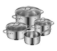 WMF Provence Plus Set di pentole, 4 pezzi, 1 per arrosto, 2 per carne, 1 casseruola, coperchio in vetro, acciaio inossidabile lucidato Cromargan, anche per piani a induzione,lavabili in lavastoviglie