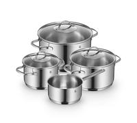 WMF Provence Plus - Set di pentole a induzione, 4 pezzi, con coperchio in vetro, in acciaio inox Cromargan lucido, pentole non rivestite