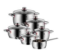 WMF Quality One Set di Pentole Induzione e Gas in Acciaio Inox 18/10 Cromargan, manici Cool+, 6 pezzi, Fondo Transtherm Triplo Strato, Batteria Pentole con 6 pentole e 5 coperchi