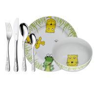 WMF Safari Set di 6 stoviglie per bambini con incisione - stoviglie personalizzate per bambini con nome, regalo per battesimo, nascita o compleanno