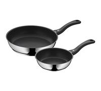 WMF Set di padelle Devil da 2 pezzi, padella 28 cm + 20 cm, padella a induzione, rivestita in acciaio inossidabile Cromargan, manico in plastica, nero