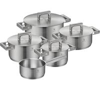 WMF Ultimate Cool - Set di pentole a induzione, 5 pezzi, con coperchio in acciaio inox Cromargan opaco, set di pentole a induzione non rivestite, scala interna, lavabile in lavastoviglie