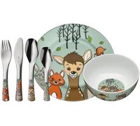 WMF Waldfreunde - Stoviglie per bambini, 6 pezzi, stoviglie per bambini a partire dai 3 anni, in acciaio inox Cromargan lucido, lavabili in lavastoviglie