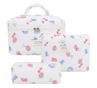 Wmfasbag 3pcs sacchetto cosmetico trapuntato carino sacchetto for trucco imbottito di capacità stampato for imbottitura adorabile paesaggio for la cura della pelle for la cura della pelle d