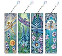 WMFASBAG 4pcs Segnalibri Draghetto 5D con Diamanti per Amanti dei Libri (K5017)
