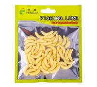WMFASBAG 50 Pezzi 20mm Esche Artificiali for Vermi di Pane Larve Grub Esca Morbida da Pesca Bionic Maggots Esca a Forma di Esca for di Mare d' Dolce (Beige)