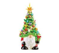 WMFASBAG Albero di gnomi di Natale in ceramica con luci per l'arredamento del centrotavola da scrivania interno di Natale (A)