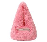 WMFASBAG Borsa a tracolla pelosa soffice con canta ascellata sfocata borse da peluche for donne inverno autunno (rosso rosa)