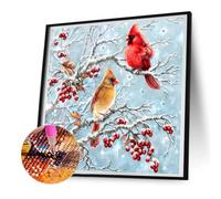 WMFASBAG Kit di pittura diamante 5D fai da te con trapano a tutto tondo cardinale sul ramo Decor30x30cm