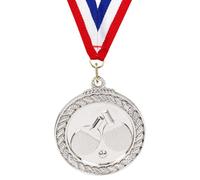WMFASBAG Medaglia da Pong da 5 cm Medaglie Premio da Pong con Nastro for Il Collo Medaglie Sportive Medaglie del Vincitore in Metallo for Giochi con la Palla di Maratona (Argento)