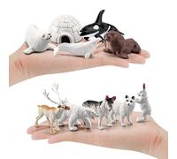 WMFASBAG Orso polare coniglio modelli animali polari realistici 10pcs figurine set balena delfino simulazione oceano capra leoni igloo regali educativi giocattoli bambini
