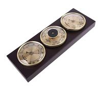 WMGoods Set di 3 termometri e barometro, igrometro, stazione meteo con telaio in legno, manometro barometrico per casa, adatto per interni ed esterni, balcone, garage, soggiorno, ufficio