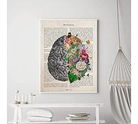 WMHHN stampa murale 40x60 cm senza cornice cervello arte fiore anatomia immagine psicologia neurologo medico medico poster clinica decorazioni per la casa