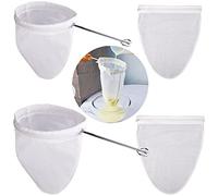 WMKGG Sacchetti filtranti a rete ultra fine, riutilizzabili, con manico in acciaio inox, per filtrare latte di noci, caffè, latte, burro, succhi di frutta e formaggio fresco (grande e piccolo)