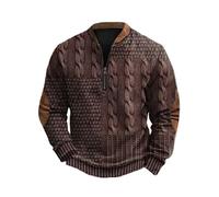 Wmmner 1/4 Zip Pullover Men Fashion Vintage Shirt Long Sleeve Outdoor Casual Tops Men's Trendy Zipper V Neck Fall Sweatshirts/Vino/M
