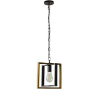 Wmmner 1-Lights Square Solid Wood V-Intage Lampada a Sospensione Apparecchio Di Illuminazione Lampada a Sospensione Di Fattoria Lampada da Soffitto in Ferro con Cavo Regolabile per Cucina Isola Sala d