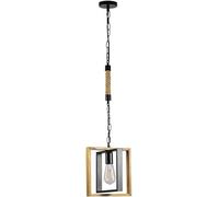 Wmmner 1-Lights Square Solid Wood V-Intage Lampada a Sospensione Apparecchio Di Illuminazione Lampada a Sospensione Di Fattoria Lampada da Soffitto in Ferro con Cavo Regolabile per Cucina Isola Sala d