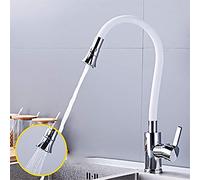 Wmmner 2 in 1 Kitchen Faucet Foldable 360° Swivel Sink Faucet Brass Single Handle Hot & Cold Water Tap Space Saving For Sinks & Washbasins (White)