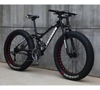 Wmmner Adulto Fat Tire Mountain Bike, Telaio in Acciaio Al Carbonio a 21 Velocità con Doppia Sospensione Completa e Freni a Disco per Avventure Fuoristrada/B/26 Pollici