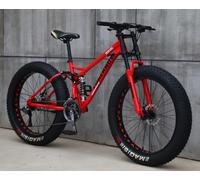 Wmmner Adulto Fat Tire Mountain Bike, Telaio in Acciaio Al Carbonio a 21 Velocità con Doppia Sospensione Completa e Freni a Disco per Avventure Fuoristrada/C/24 Pollici