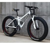Wmmner Adulto Fat Tire Mountain Bike, Telaio in Acciaio Al Carbonio a 21 Velocità con Doppia Sospensione Completa e Freni a Disco per Avventure Fuoristrada/a/24 Pollici