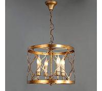 Wmmner American Country Ferro Battuto Lampadario a Foglia D'Oro Aperto Personalità per Fare Le Vecchie Lampade Soggiorno Sala da Pranzo Den Camera da Letto Decorativo 4 Luci 41 * 37 cm Abbellire la Vi