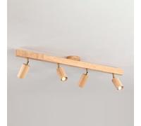Wmmner Applique da Parete Applique da Soffitto in Legno Faretti da Cucina Fissi Kit Dimmerabile a 3 Colori con Illuminazione a Binario Lampada da Soffitto con Faretti Regolabili (5 Luci)/4 Luci