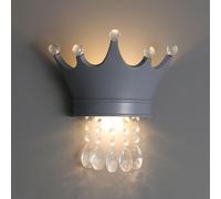 Wmmner Applique da Parete con Cavo Fisso per Camera da Ragazza, Lampade in Cristallo Dorato con Corona, Moderne e Divertenti, per Camera da Letto, Nursery e Soggiorno