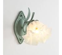 Wmmner Applique da Parete con Fiori in Vetro Verde, Decorazione Francese Lampada da Parete Country Lampada da Parete Interna a Testa Singola per Portico Hotel Soggiorno Camera da Letto