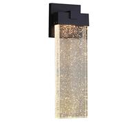 Wmmner Applique da Parete in Cristallo Applique da Esterno per Patio Lampada da Parete a Led Finitura Nera Opaca con Vetro a Bolle 3000K Lanterna da Esterno Moderna e Impermeabile per Garage Patio Ing