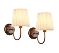 Wmmner Applique da Parete in Stile Rustico, Set Di 2, Bronzo Lucidato a Olio, Metà Del Secolo, con Paralume in Tessuto Plissettato, Lampade Antiche per Camera da Letto, Soggiorno, Bagno, Comodino