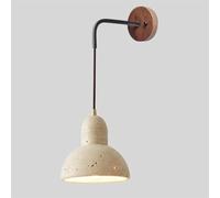 Wmmner Applique da Parete in Travertino Giallo a Cupola Giapponese Retro Industry Lampada da Parete in Legno per Interni Hardwired Lampada da Parete Moderna in Pietra Naturale per Camera da Letto Como