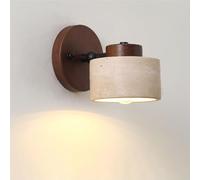 Wmmner Applique da Parete in Travertino Giallo, Lampada da Parete Moderna in Marmo Regolabile, Illuminazione da Parete Calda per Camera da Letto, Soggiorno, Comodino (Tronco)/Noce