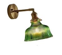 Wmmner Applique da Parete in Vetro Floreale, Lampada da Parete Retrò Vintage Ottone Lampada da Parete Regolabile a 180° per Camera da Letto Soggiorno Cucina Fattoria (Vetro Trasparente)/Vetro Verde