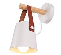 Wmmner Applique da Parete Lampada da Parete Moderna in Pelle Di Legno Lampade da Parete a Led Decorative E27 Apparecchio Di Illuminazione Di Base per Soggiorno Camera da Letto Comodino Studio Portico