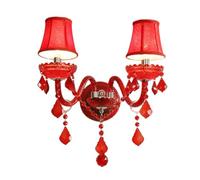 Wmmner Applique da Parete Luci Lampada da Parete in Vetro Di Cristallo Rosso Illuminazione Lampade da Comodino per Camera da Letto a 5 Luci Lampada a Doppio Livello Creative Deco con Paralume/Paralume